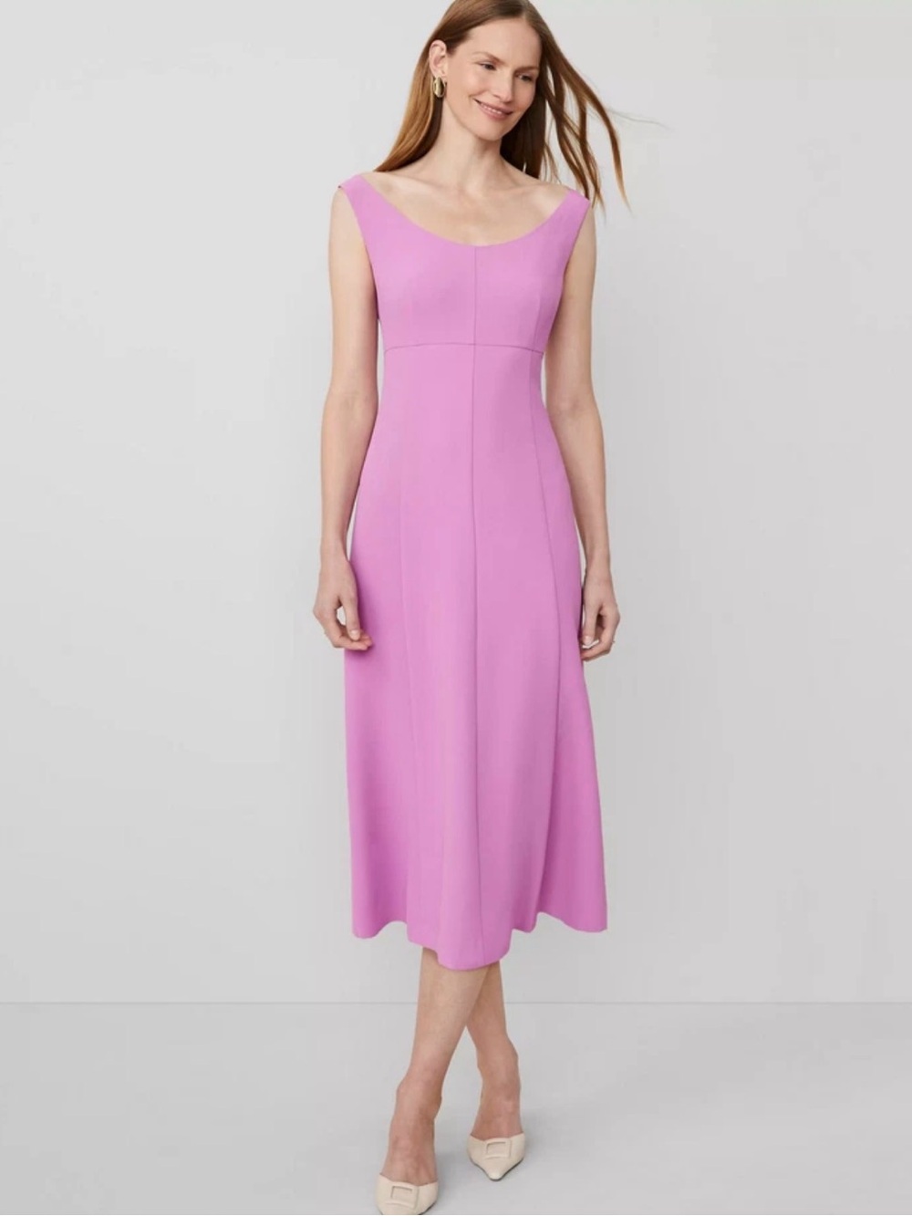 Ann Taylor Lilac Scoop-Neck Midi Dress